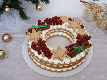 Торт Рождественский венок на Новый год | Торт на заказ во Львове